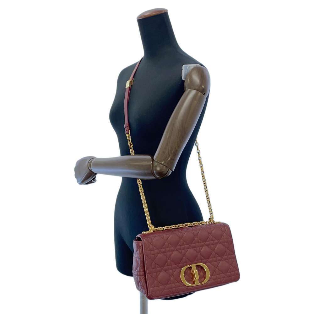 Christian Dior Chain Shoulder Bag Caro Cannage Bordeaux Red - Picture 6 of 12